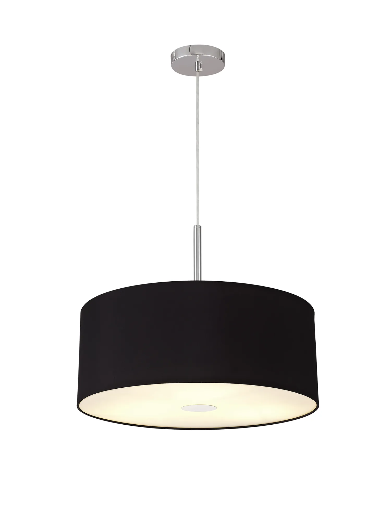 Baymont 50cm 3 Light Pendant Polished Chrome, Midnight Black/Green Olive, Frosted Diffuser DK0347  Deco Baymont CH BL/GR